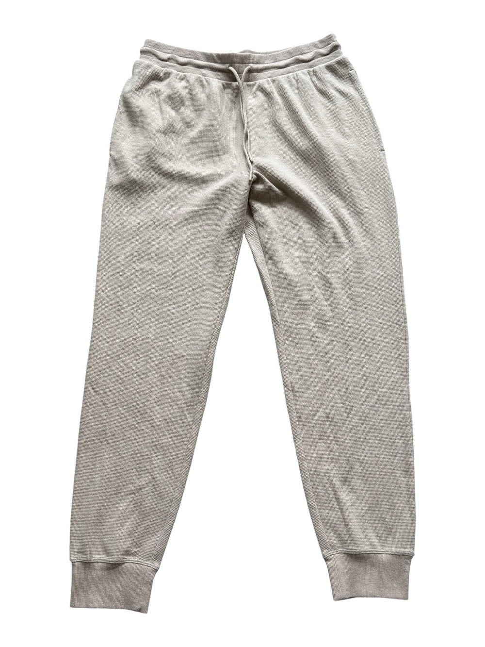 Aritzia Sunday Best Waffle Knit Jogger Pants Beige Lounge Athleisure M Stretch